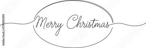 Elegant merry christmas greeting card with minimalist line art design holiday