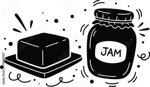 A simple design of butter and jam food illustration art
