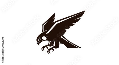 Black eagle graphic symbol vector isolated design element on white background