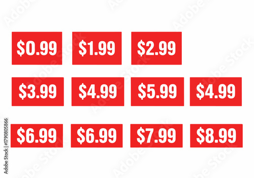 Discount Store Price Signs in Bold Red Design
