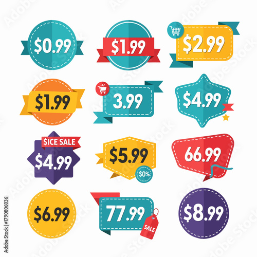 Retail Price Tags Featuring Bold White Typography