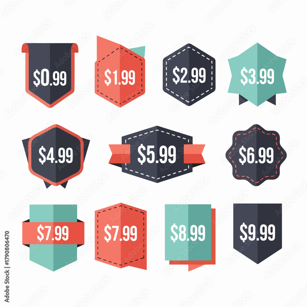 Fototapeta premium Store Deal Badges Featuring Psychological Pricing Strategy