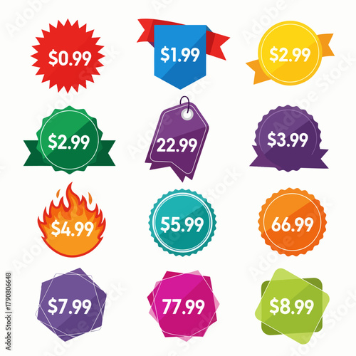 Bright Retail Price Tags With Bold White Typography