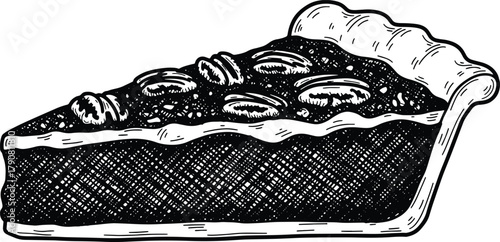 Delicious Pecan Pie Slice Illustration for Dessert and Holiday Themes