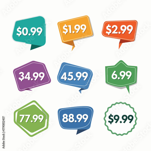 Colorful set of sale stickers and discount labels for retail design