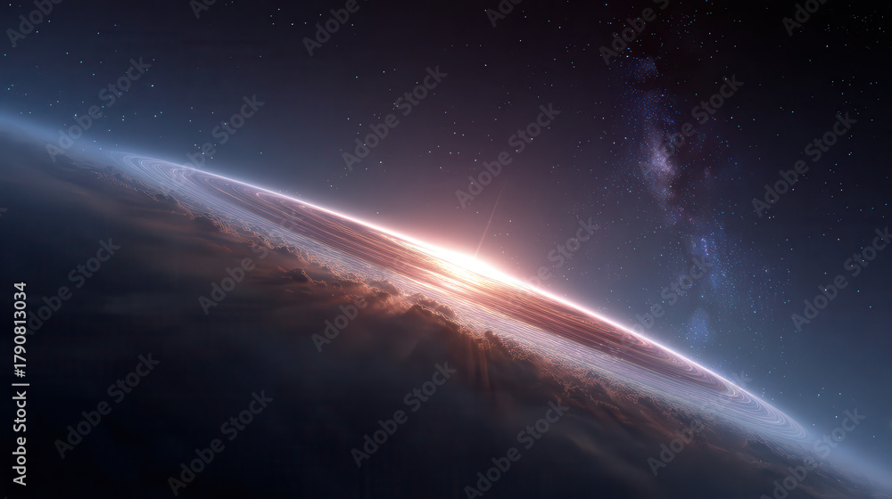 Fototapeta premium Vibrant galaxy center glowing with cosmic light and stars