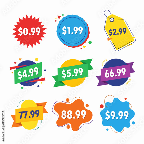colorful sale tags and labels vector set for promotion and retail