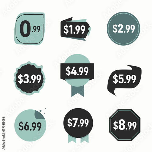 Discount and Sale Label Sticker Set Vector Icons for Business and Web Design