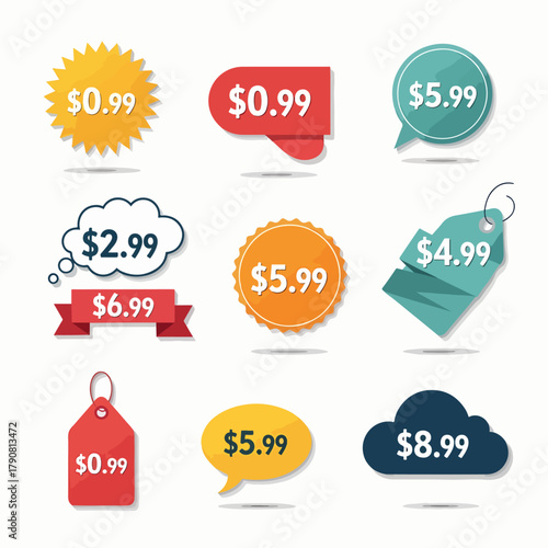 set of colorful sale labels