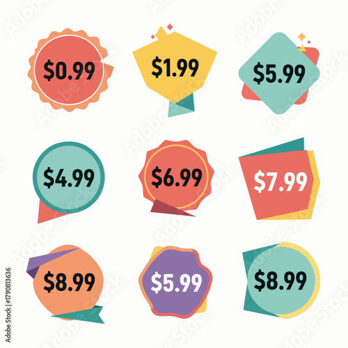 set of colorful sale labels