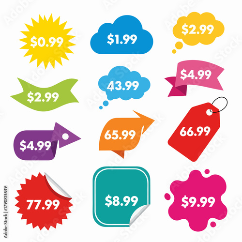 set of colorful sale labels