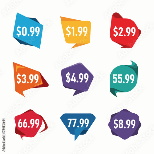 Colorful sale labels stickers and tags set for business promotion and retail design