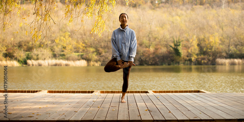 Korean woman practicing yog...