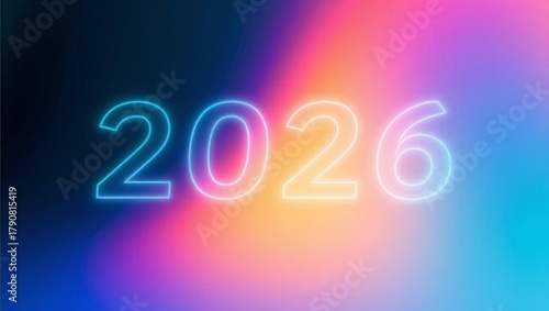 Neon Lights Design Concept for Future Year 2026 Celebration