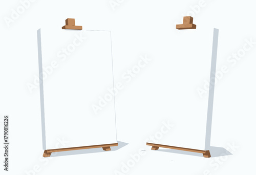 Two Tall Blank Canvases on Wooden Easels Ready for Creative Painting and Art Exploration