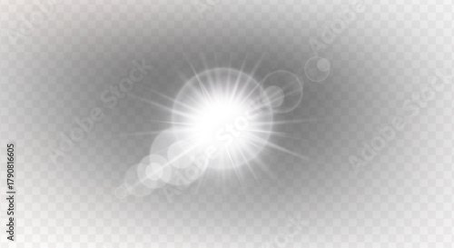 PNG sparkle effect with spotlight and glowing light on abstract stadium scene, flare burst, glitter disco flash, futuristic glow, beam, laser ray, magic lens, transparent background 