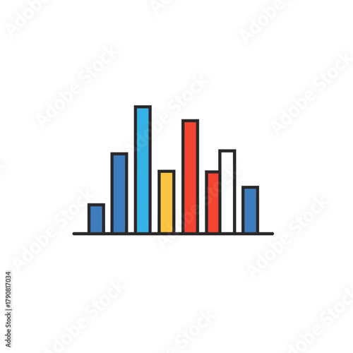 Colorful bar graph representing data analysis and statistical information visualization.