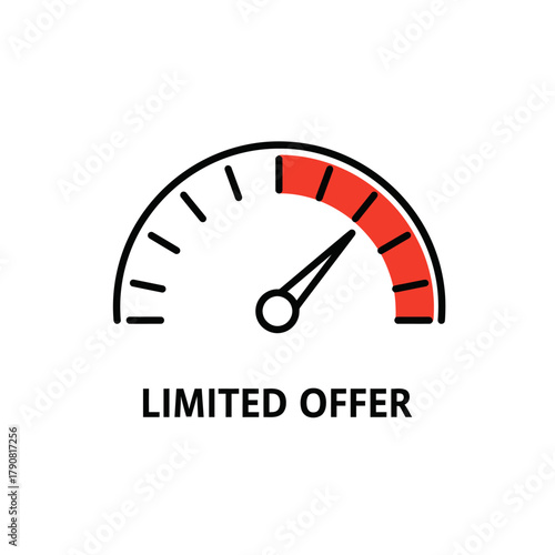 Limited Offer Speedometer Icon Indicating Urgency and Scarcity.