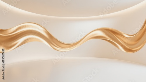 Gold and white swirl that is curved and flowing