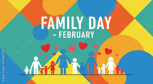 Colorful Abstract Banner for Family Day in February.