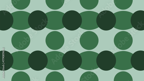 A repeating pattern of green circles with slightly different shades of green on a light green background