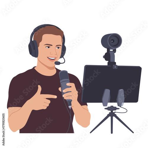 Man recording video blog