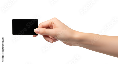Hand Holding a Black Rectangular Card graphic design