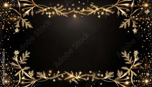 Christmas card with golden typography and blank center