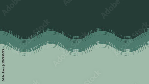 Abstract background with wavy lines and dots in shades of green and teal color palette design art 100
