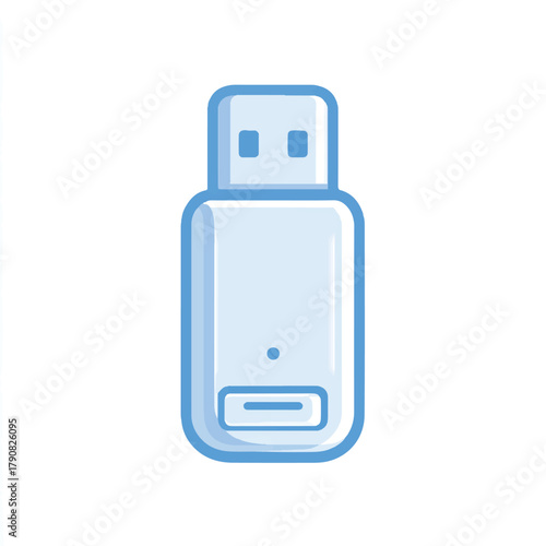 Blue USB Flash Drive Illustration for Data Storage and Transfer Digital Memory Stick Concept with Modern Design Minimalist Style Portable Device for Computer Accessories