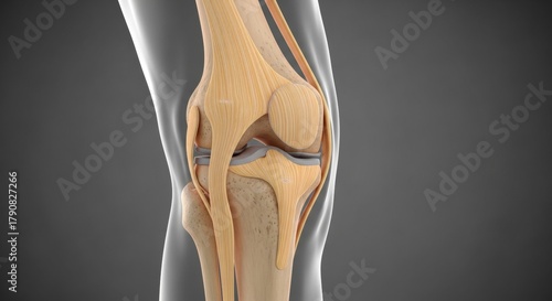 Detailed visualization of human knee joint anatomy for medical illustration