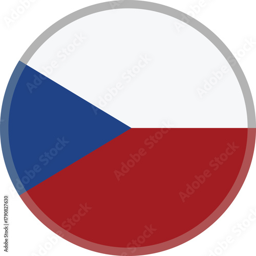 Czech Republic flag round icon vector illustration national symbol of Czechia with white, red, and blue colors in circular design