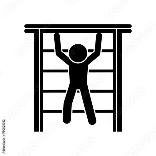 Person hanging on monkey bars silhouette Vector Illustration