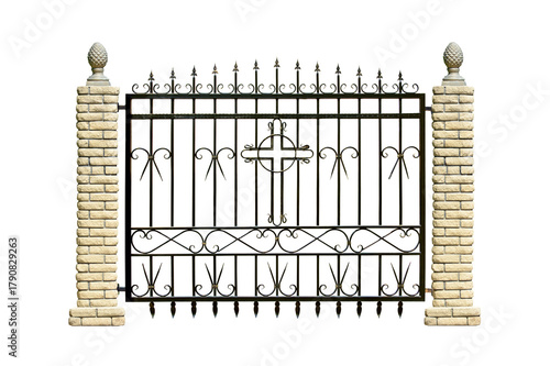 Old forged fence by ornament.