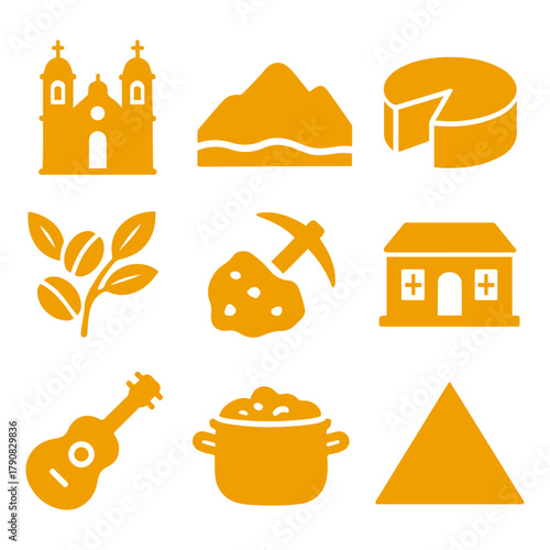 vector isolated orange color Minas Gerais traditional cultural symbols