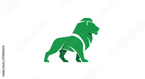 Green lion silhouette on white background conceptual animal illustration