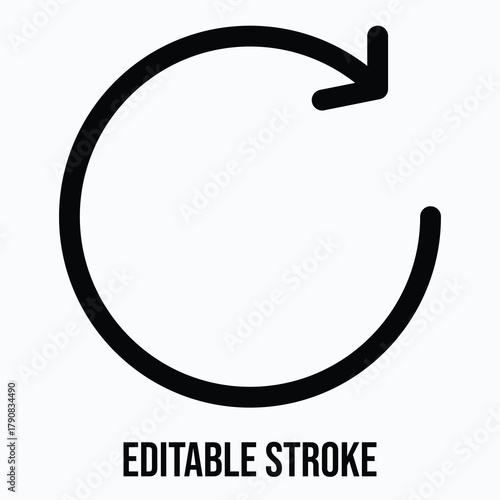 Clockwise Refresh Rotation Symbol Isolated Lineal Vector Icon, Editable Stroke.