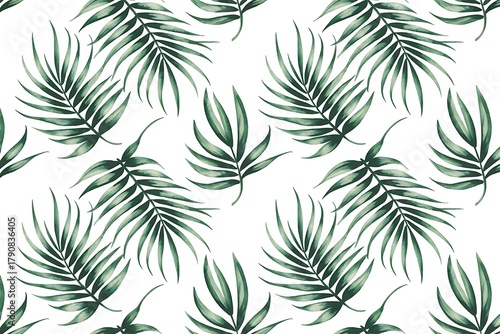 Watercolor tropical palm leaf pattern seamless background