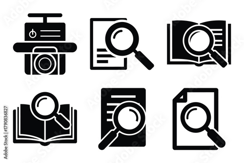 research icon silhouette vector illustration isolated flat style art