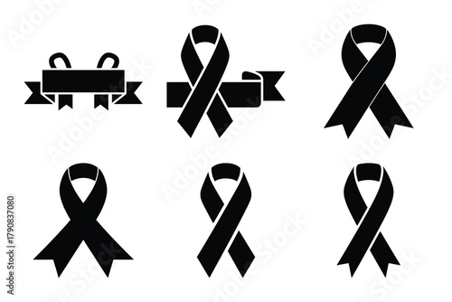 ribbon icon silhouette vector illustration isolated flat style art