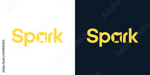 Unique spark logo design template illustration. Spark logo lettering typography concept vector design with sparkling star with creative negative space icon graphic symbol