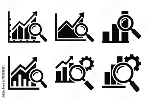 business analytics icon silhouette vector illustration isolated flat style art
