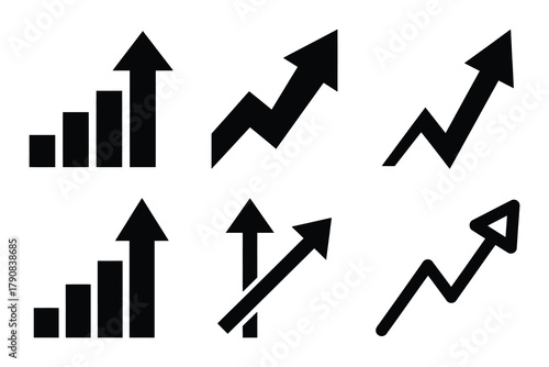 business growth arrow icon silhouette vector illustration isolated flat style art