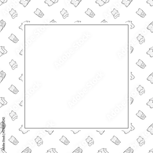 Hand Drawn Bread square frame background