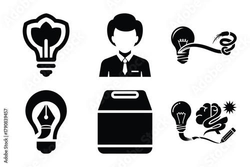 creativity icon silhouette vector illustration isolated flat style art