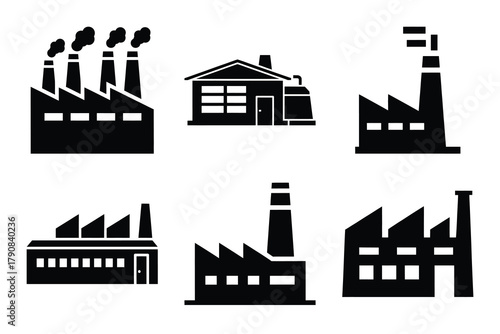 factory icon silhouette vector illustration isolated flat style art