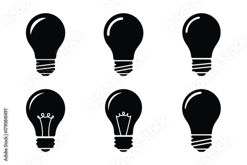 lightbulb icon silhouette vector illustration isolated flat style art