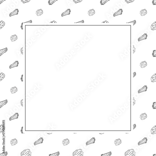 Hand Drawn Bread square frame background