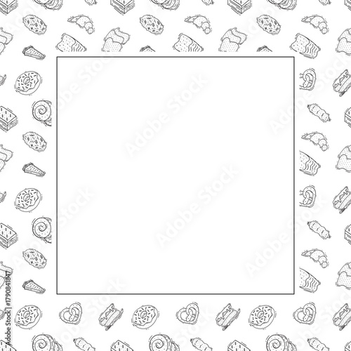 Hand Drawn Bread square frame background
