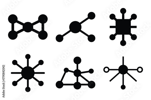 network icon silhouette vector illustration isolated flat style art